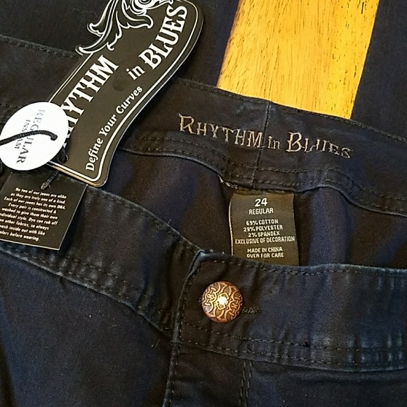 Plus Size Skinny Jeans Rhythm in Blues Stretch Denim Jeans - Picture 5 of 8